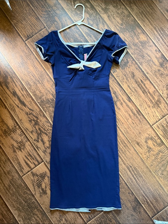 Pinup Couture Dresses & Skirts - Pinup Couture Navy Midi Dress with Cream Bow Accent